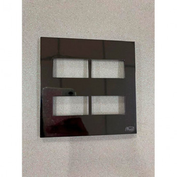 Placa p/ 4 Modulos 4x4 - Recta Espelhada fume